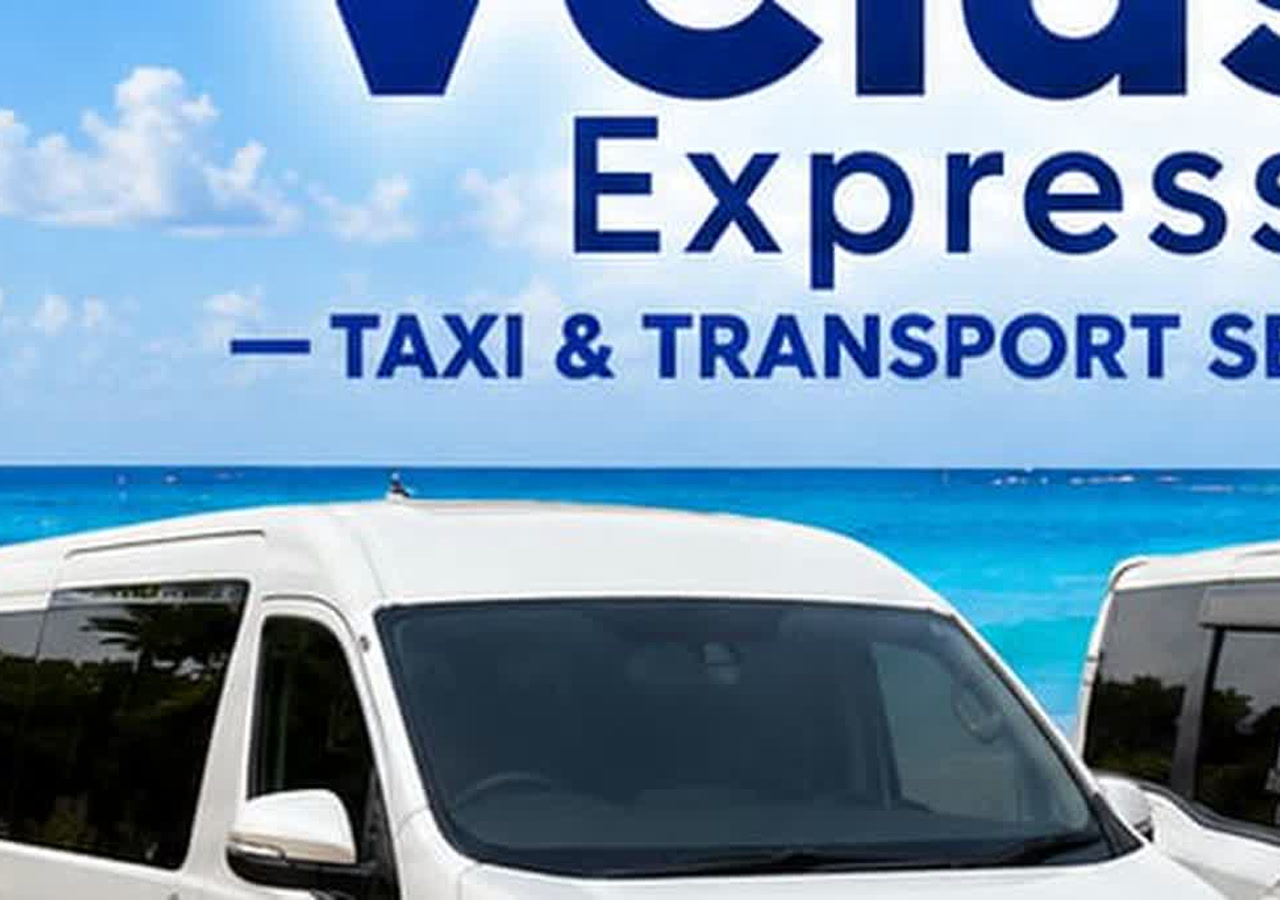 VClass Express white minivans on a Barbados beach